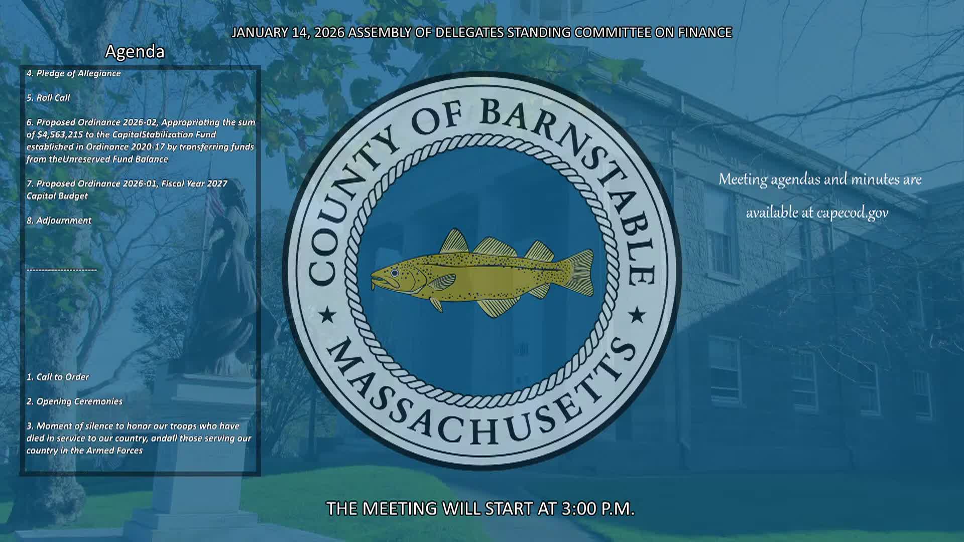 Thumbnail image for Assembly of Delegates Standing Committee on Finance Regular Meeting 1/14/26